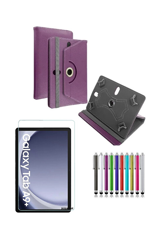 Samsung Galaxy Tab A9 Plus 11 İStandlı Tablet Kılıfı + Kırılmaz Ekran Koruyucu+ Dokunmatik Kalem