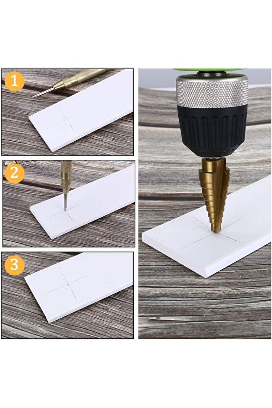 Profesyonel 5 Adet Titanyum Kademeli Matkap Ucu Sac, Metal, Alüminyum, Ahşap Delme Seti Özel Kutulu