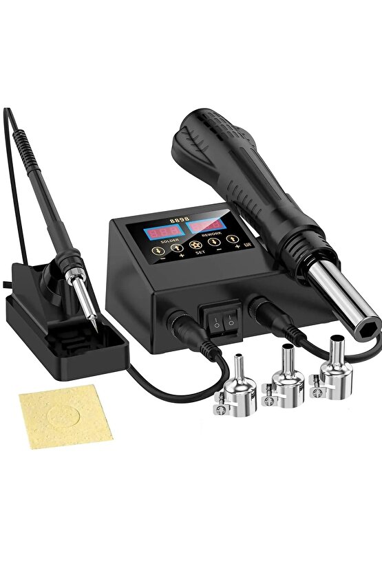 Sıcak Hava Üflemeli Havya İstasyonu Dijital Ekran 2in1 Lehim Makinesi ve Hava Tabancası