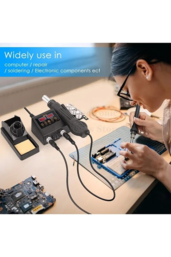 Sıcak Hava Üflemeli Havya İstasyonu Dijital Ekran 2in1 Lehim Makinesi ve Hava Tabancası