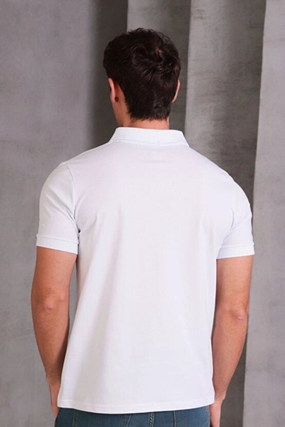 Erkek Slim Fit Pamuklu Yumuşak Doku Nefes Alan Kumaş Yakalı Tişört