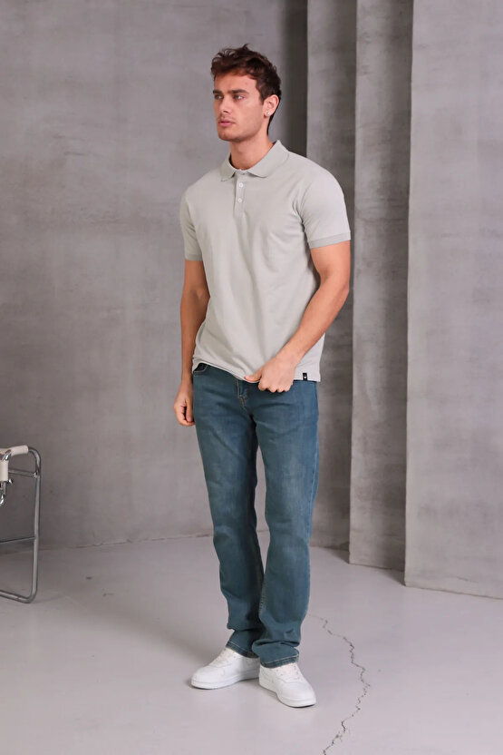 Erkek Slim Fit Pamuklu Yumuşak Doku Nefes Alan Kumaş Yakalı Tişört