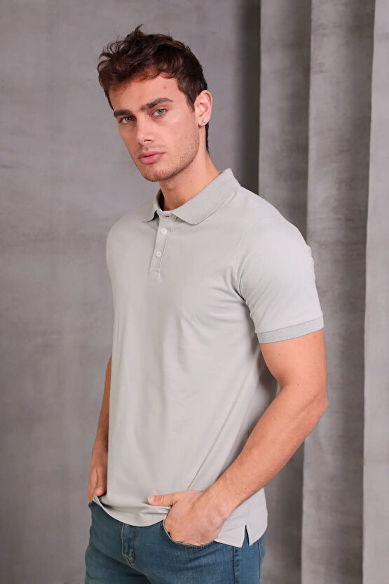 Erkek Slim Fit Pamuklu Yumuşak Doku Nefes Alan Kumaş Yakalı Tişört