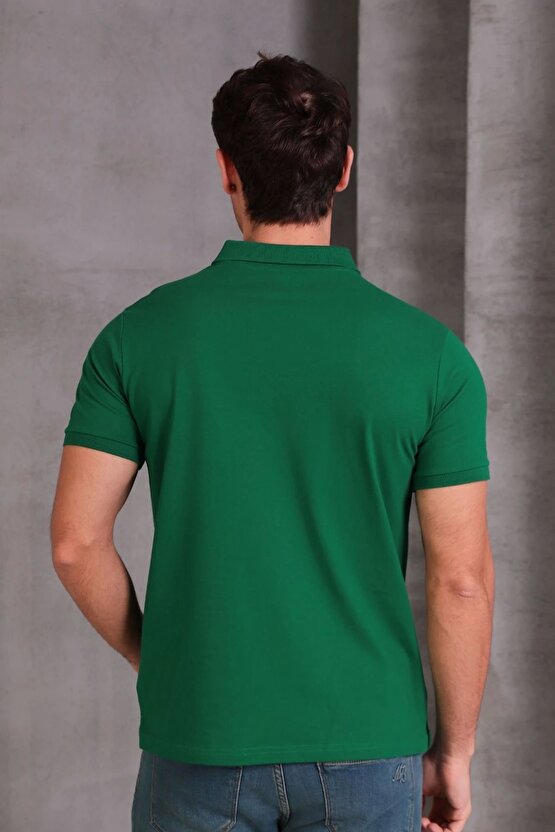 Erkek Slim Fit Pamuklu Yumuşak Doku Nefes Alan Kumaş Yakalı Tişört