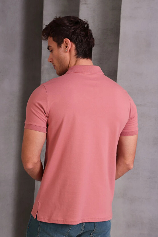 Erkek Slim Fit Pamuklu Yumuşak Doku Nefes Alan Kumaş Yakalı Tişört