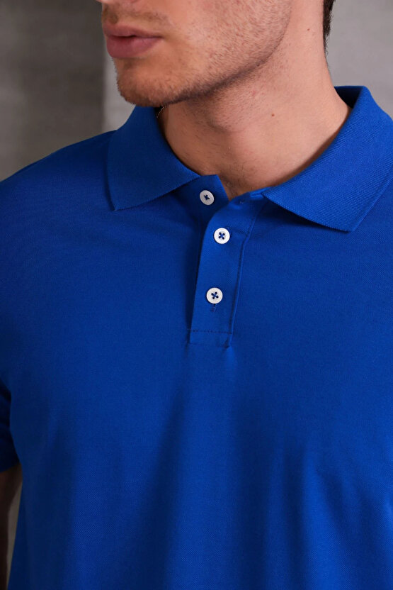 Erkek Slim Fit Pamuklu Yumuşak Doku Nefes Alan Kumaş Yakalı Tişört