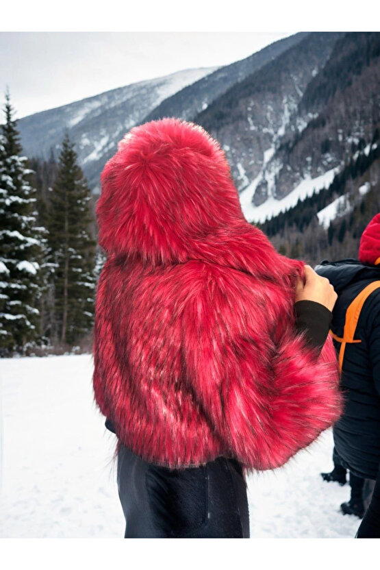 Kadın Uzun Kollu Kürk - Bordo