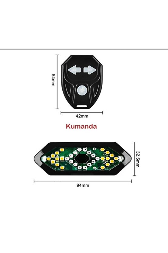 Bisiklet Dönüş Sinyali 5 Işık Seçeneği Şarj Edlebilir Bisiklet Arka LED Uyarı Işığı Uzaktan Kumanda