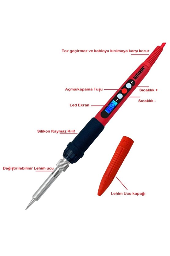 80w Dijital Lcd Ekranlı Ayarlanabilir Sıcaklık Havya Lehim Makinesi Seti Kiti