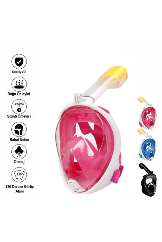 Tam Yüz Dalış Maskesi Buğu Önleyici Şnorkel Fullface Yüzücü Maskesi