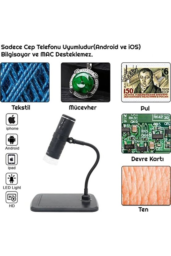 1000x Wifi Hd 1080p Led Kablosuz Dijital Mikroskop