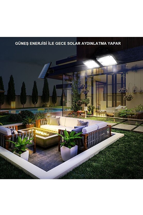 Solar Led Hareket Sensörlü Bahçe Aydınlatması Su Geçirmez 120 Ledli Güneş Enerjili Lamba