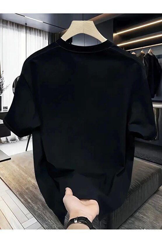 Rahat Bisiklet Yaka Tişört, Yaratıcı Karikatür Baskı - Yumuşak Polyester, Her Mevsim Giyilebilir- Si