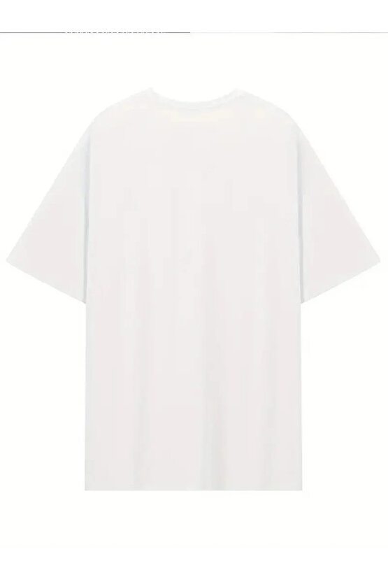 [Günlük T-Shirt] Hafif Kadın Günlük T-Shirt | Bol Kesim, Kısa Kollu, Yuvarlak Yaka, Eğlenceli Karika