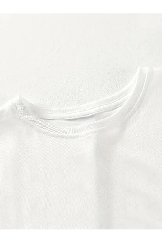 [Günlük T-Shirt] Hafif Kadın Günlük T-Shirt | Bol Kesim, Kısa Kollu, Yuvarlak Yaka, Eğlenceli Karika