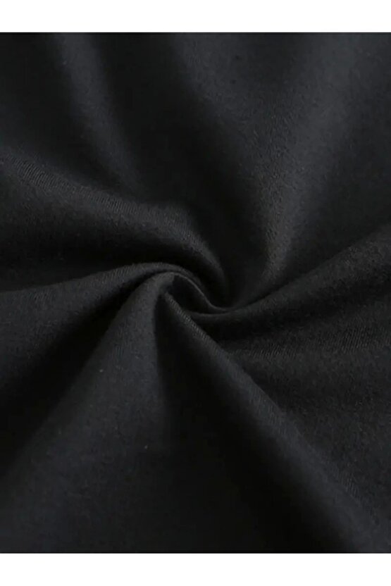 201 Penye Compack Baskılı Oversize Kısa Kol Bisiklet Yaka T-shirt - Siyah