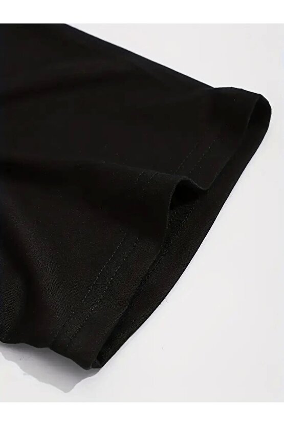 Sporda Günlük Hayata Giyilebilir GYM Baskılı Oversize Bisiklet Yaka Erkek T-shirt - Siyah