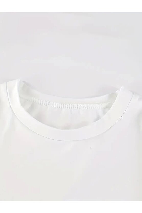 201 Penye CompackNew York Baskılı Oversize Kısa Kol Bisiklet Yaka T-shirt - Beyaz