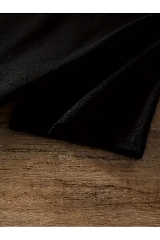 201 Penye Compack Ayı Baskılı Oversize Bisiklet Yaka Kısa Kol T-shirt - Siyah