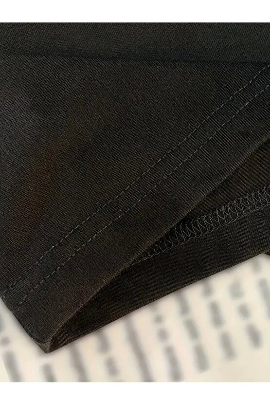 Newtro Baskılı Oversize Bisiklet Yaka T-shirt - Siyah