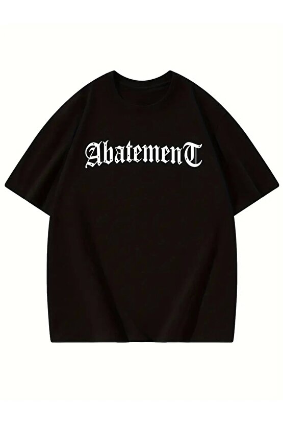 Örümcek Ağı Desenli Baskılı Oversize Bisiklet Yaka T-shirt - Siyah