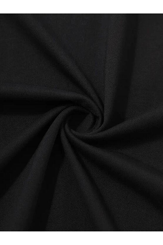 201 Penye Compack Sarj %1 Baskılı Oversize Bisiklet Yaka Kısa Kol Yazlık T-shirt - Siyah