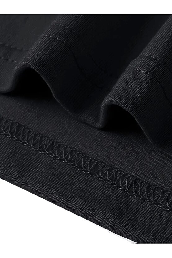 Pembe Panter Baskılı Erkek Oversize Günlük Kısa Kollu Tişört İlkbahar ve Yaz için Mükemmeldir - Siya