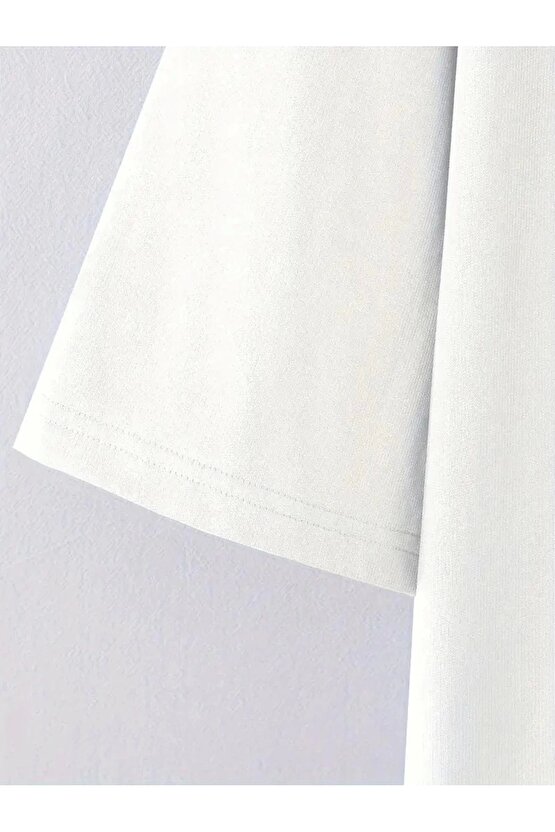 No Risk No Story Baskılı Oversize Bisiklet Yaka T-shirt - Beyaz