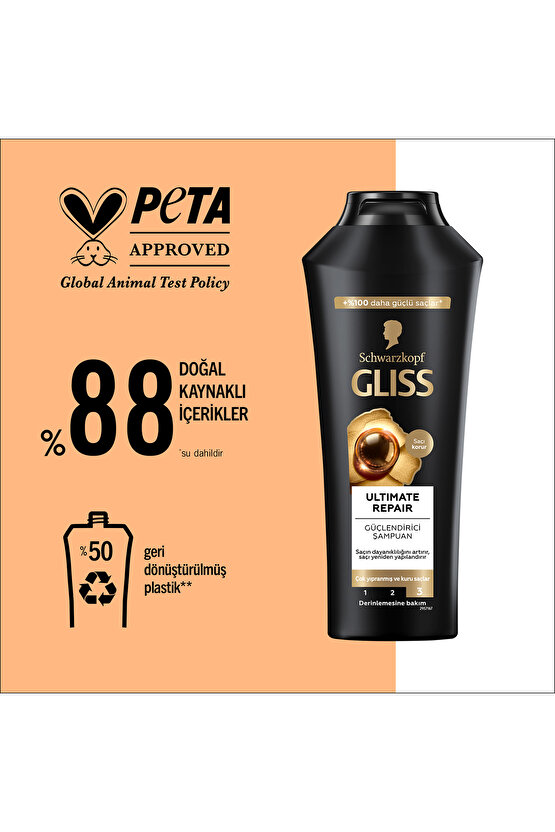 Ultimate Repair Keratin içeren Derinlemesine Güçlendirici Şampuan 400 ml Yıpranmış Kuru Saçlar