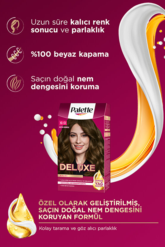Deluxe 6-0 Koyu Kumral Zengin Yağ Bakımı Kit Saç Boyası Bakım Maskesi