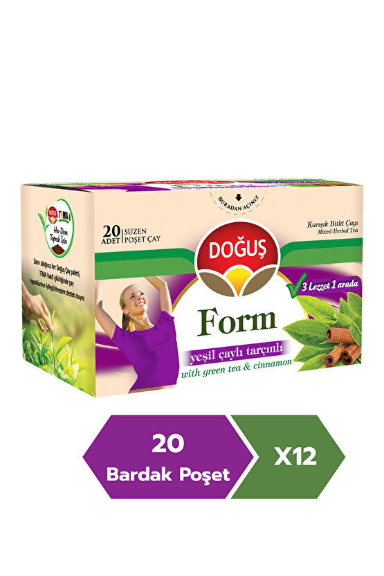Form Yeşil Çaylı Tarçınlı Bitki Çayı 20’li X 12 Adet