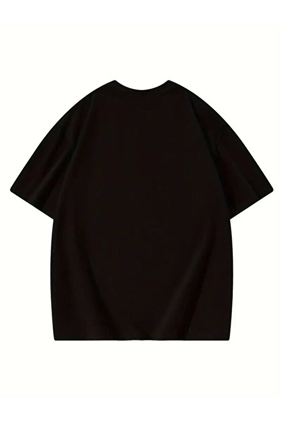 Thousand Ön Arka Baskılı Oversize Bisiklet Yaka T-shirt - Siyah