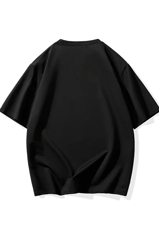 Neden Bana Bakıyorsun? Komik Kedi Grafik Tişört - Dijital Baskılı Siyah Bol Kesim Streetwear Tişör