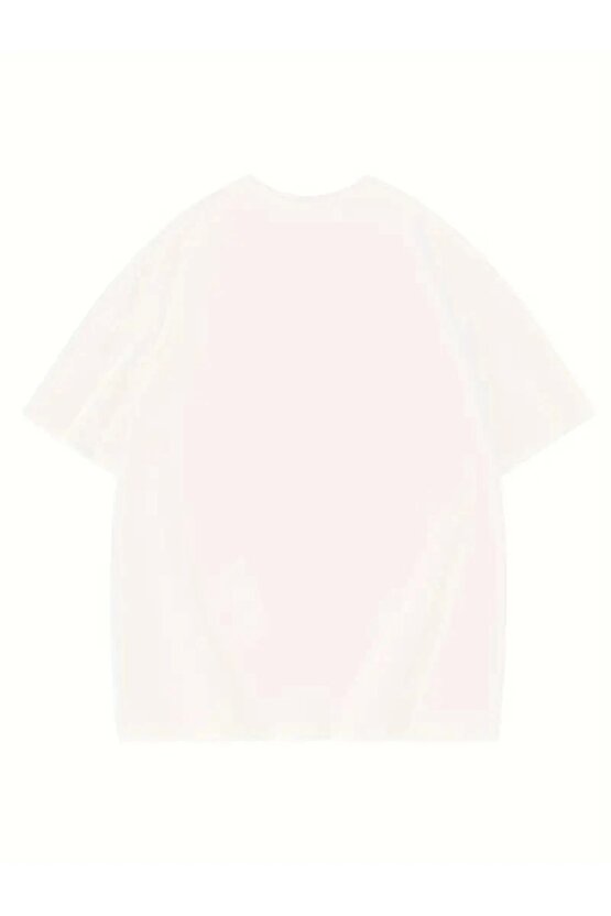 Thousand Ön Arka Baskılı Oversize Bisiklet Yaka T-shirt - Beyaz
