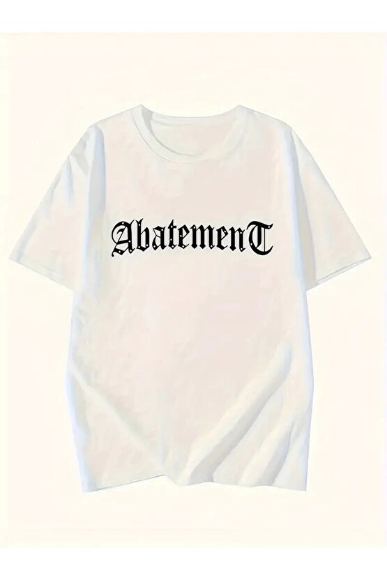 Örümcek Ağı Desenli Baskılı Oversize Bisiklet Yaka T-shirt - Beyaz