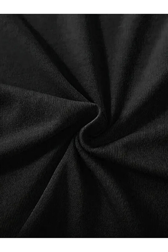 fiyonk Ön Arka baskılı siyah oversize unisex Kısa Kol t-shirt- Siyah