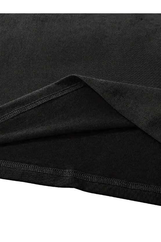 fiyonk Ön Arka baskılı siyah oversize unisex Kısa Kol t-shirt- Siyah