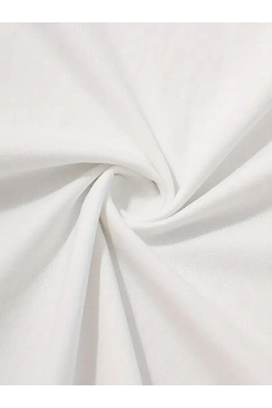 201 Penye Compack Palmiye Ön Baskılı Oversize Bisiklet Yaka Kısa Kol Yazlık T-shirt - Beyaz