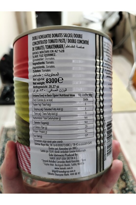 Domates Salçası Teneke 830 gr