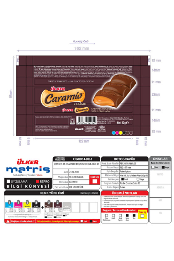 Caramio Karamel Dolgulu Sütlü Çikolata 32 GR * 24 Adet