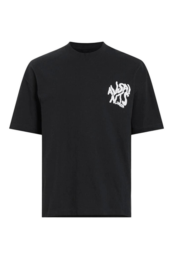 Erkek Baskılı Oversize T-shirt - Siyah