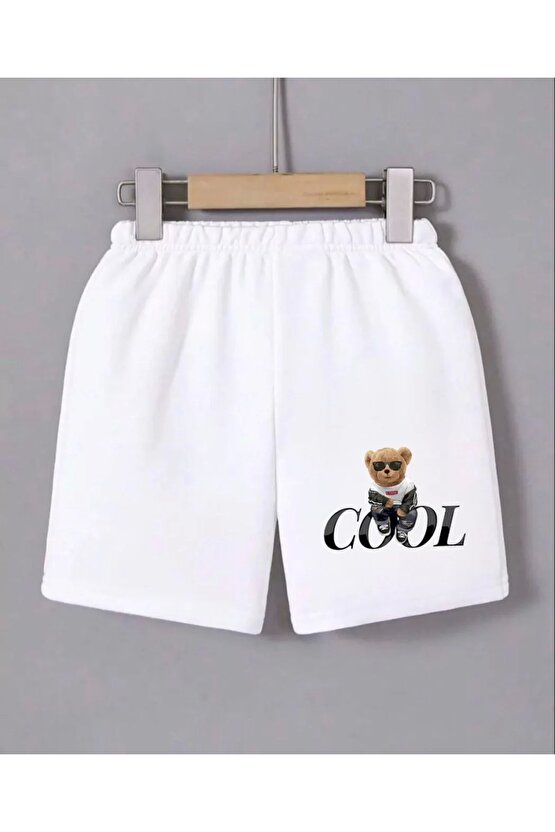 Kadın Beli Lastikli Baskılı Mini Şort - Beyaz