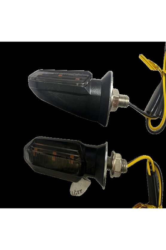 Motosiklet Sinyal Lamba Üniversal 12V Füme Cam Sarı Led 2Li