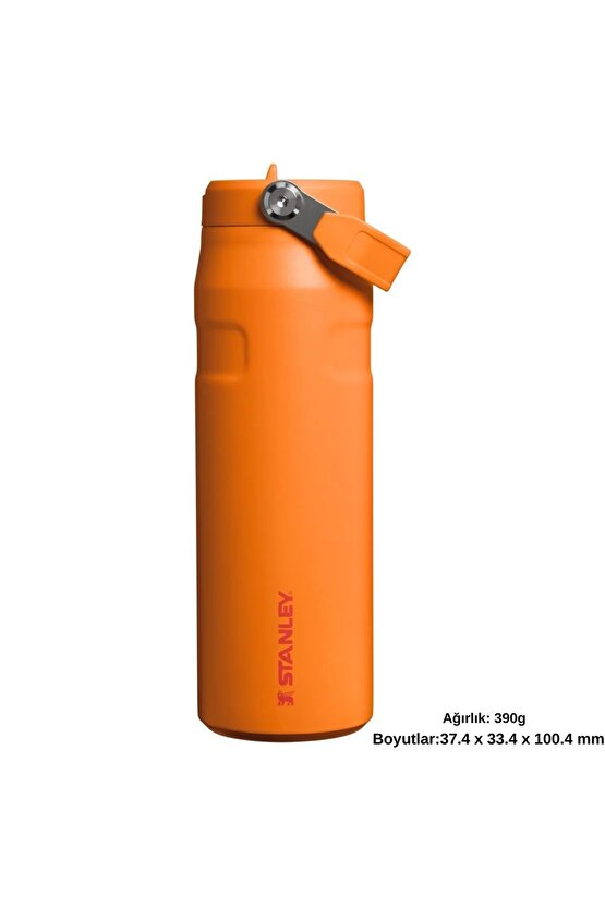 The IceFlow Flip Straw Pipetli Termos Bardak 0,70 LT Matara TURUNCU