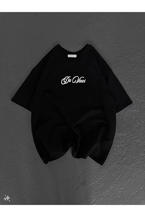 Unisex Baskılı Oversize T-Shirt - Siyah