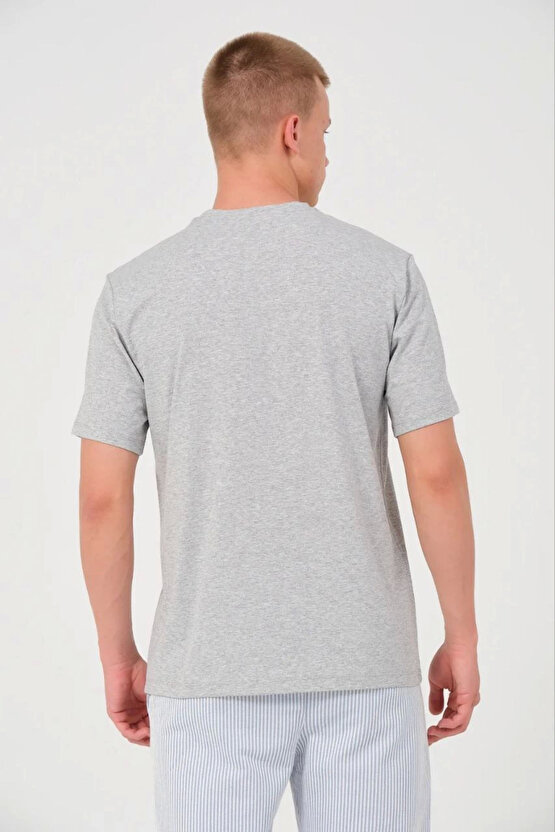 Erkek 241 Düz A Kalite Oversize T-shirt - Gri