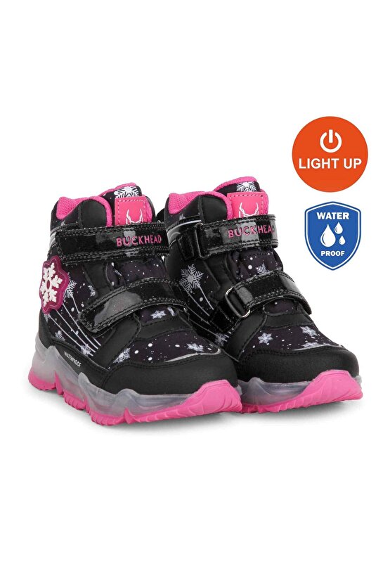 3034 Snowy WATERPROOF-IŞIKLI Anatomik Çocuk Bot Siyah