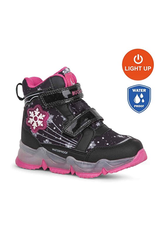 3034 Snowy WATERPROOF-IŞIKLI Anatomik Çocuk Bot Siyah