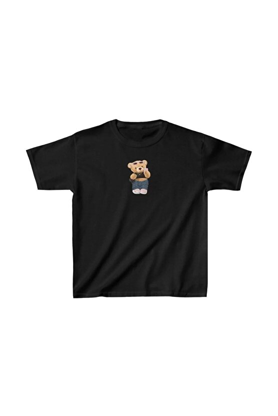 Unisex Çocuk Baskılı T-Shirt - Siyah