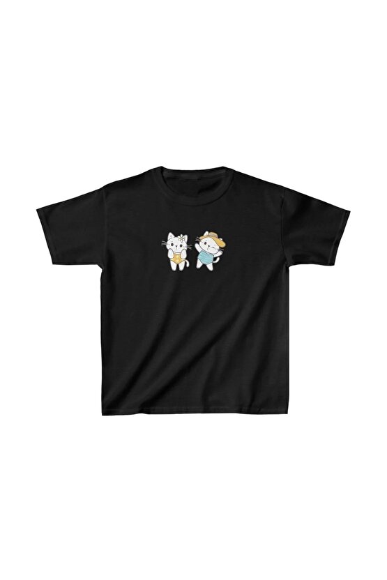 Unisex Çocuk Baskılı T-Shirt - Siyah